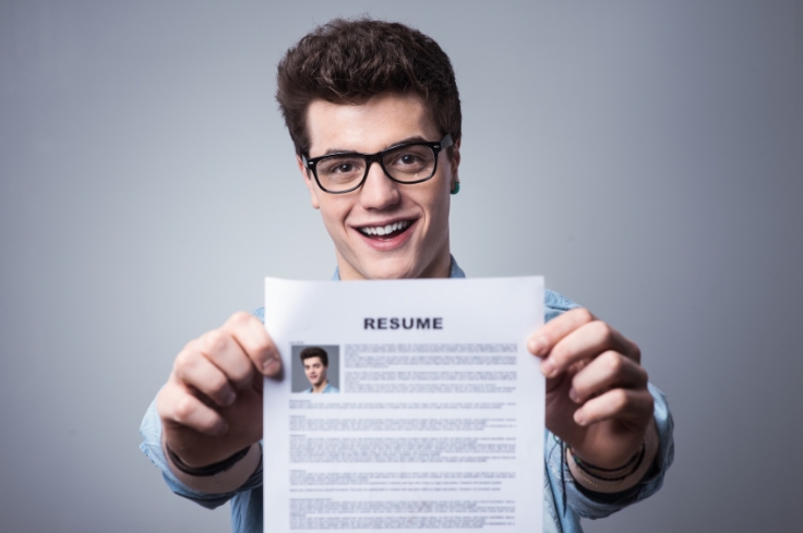 Young man with resume
